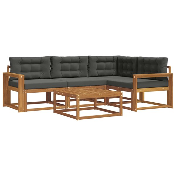 vidaXL Ensemble de canapés d'extérieur 5 Pièces Naturel et Anthracite