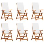 Chaises de jardin relaxantes vidaXL avec coussins 6 Pièces en bois de teck massif