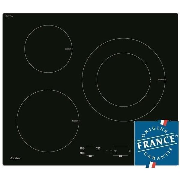 Table de cuisson induction - SAUTER - 3 zones - 7200W - L60 x P52cm - Revêtement verre - Noir - SPI4300B