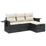 vidaXL Salon de jardin 4 Pièces avec coussins noir résine tressée
