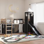 vidaXL Lit superposé sans matelas avec toboggan blanc noir 90x190 cm