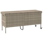 vidaXL Boîte de rangement de jardin et roues gris clair résine tressée