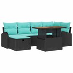 vidaXL Ensemble de canapé de jardin 7 Pièces Noir polyrotin