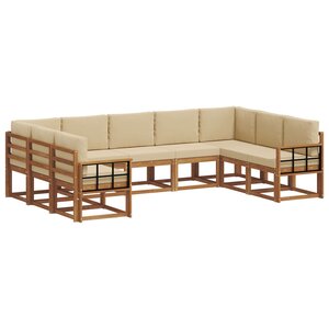 vidaXL Ensemble de canapés d'extérieur 9 Pièces Naturel et Beige