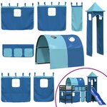 vidaXL Lit mezzanine enfants avec tour bleu 90x190 cm bois pin massif