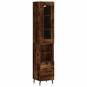 vidaXL Buffet haut Chêne fumé 34 5x34x180 cm Bois d'ingénierie