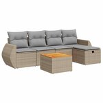 vidaXL Salon de jardin avec coussins 6 Pièces beige résine tressée