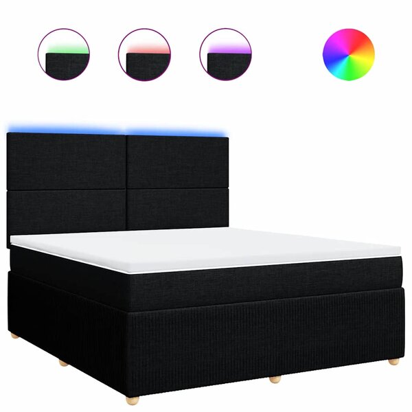 vidaXL Sommier à lattes de lit avec matelas Noir 180x200 cm Tissu