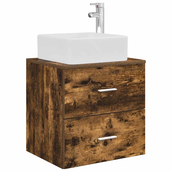 vidaXL Vanité de lavabo mural Chêne fumé 53 x 34 5 x 63 cm