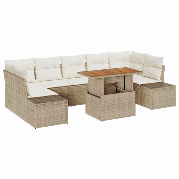 vidaXL Ensemble de salle à manger pour jardin 8 Pièces Beige  Crème
