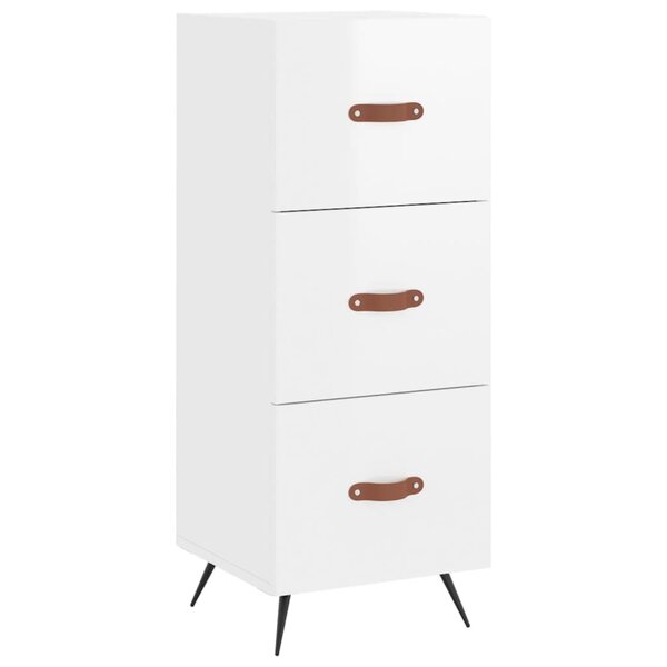 vidaXL Buffet Blanc brillant 34 5x34x90 cm Bois d'ingénierie