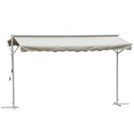 Store double pente manuel rétractable inclinaison réglable acier époxy blanc polyester imperméabilisé anti-UV beige dim. 4 50L x 3 40l x 2 55H m