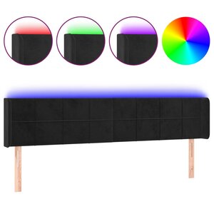 vidaXL Tête de lit à LED Noir 203x16x78/88 cm Velours