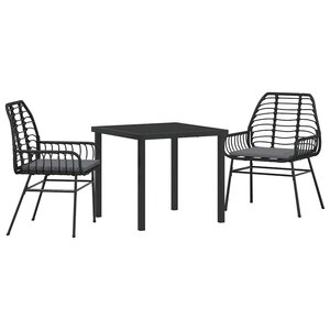 vidaXL Ensemble de salle à manger pour jardin 3 Pièces Noir polyrotin
