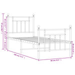 vidaXL Cadre de lit métal sans matelas avec pied de lit blanc 75x190cm