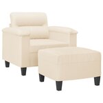 vidaXL Fauteuil avec repose-pied Beige 60 cm Tissu microfibre