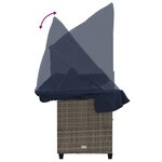 vidaXL Chaise longue avec auvent et coussins gris résine tressée