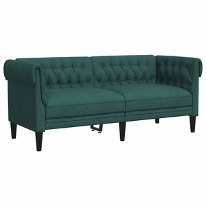 vidaXL Canapé Chesterfield 2 places vert foncé tissu