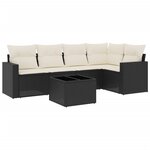 vidaXL Salon de jardin 6 Pièces avec coussins noir résine tressée