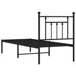 vidaXL Cadre de lit métal sans matelas avec tête de lit noir 75x190 cm