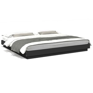 vidaXL Cadre de lit avec lumières LED sans matelas noir 180x200 cm