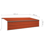 vidaXL Auvent automatique rétractable avec store 6x3m Orange et marron