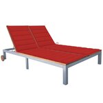 vidaXL Chaise longue 2 places avec coussin Acacia solide et acier