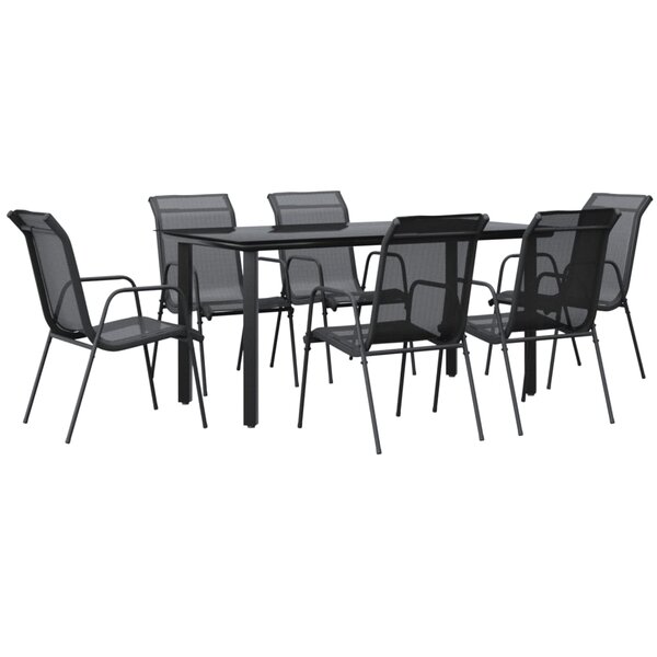 vidaXL Ensemble à manger de jardin 7 Pièces noir textilène et acier