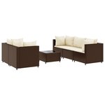 vidaXL Salon de jardin 6 Pièces avec coussins Marron Résine tressée