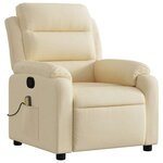 vidaXL Fauteuil de massage inclinable Crème Tissu