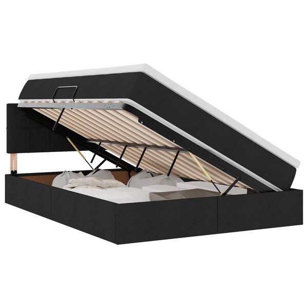 vidaXL Lit de rangement LED avec matelas Noir 140 x 200 cm Tissu