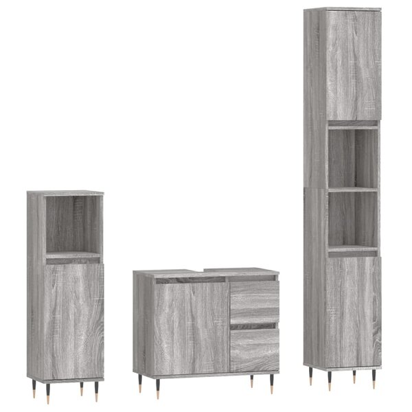 vidaXL Ensemble de meubles de salle de bain 3 Pièces Sonoma gris