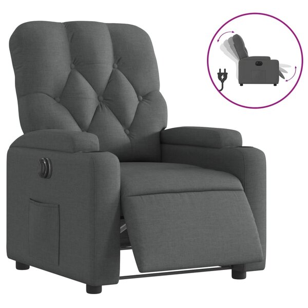 vidaXL Fauteuil inclinable électrique Gris foncé Tissu