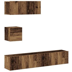 vidaXL Ensemble de meuble TV mural 4 Pièces vieux bois bois d'ingénierie