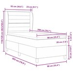 Lit avec sommier à ressorts et matelas vidaXL Gris foncé 90x200 cm Tissu