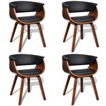 vidaXL Chaises à manger lot de 4 bois courbé et similicuir