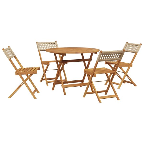 vidaXL Ensemble à manger de jardin 5 Pièces résine tressée et bois massif