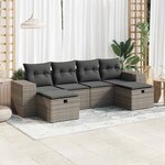 vidaXL Salon de jardin 6 Pièces avec coussins gris résine tressée