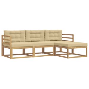 vidaXL Ensemble de canapés d'extérieur 4 Pièces Blanc et Beige Polyester