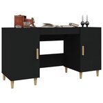vidaXL Bureau Noir 140x50x75 cm Bois d'ingénierie