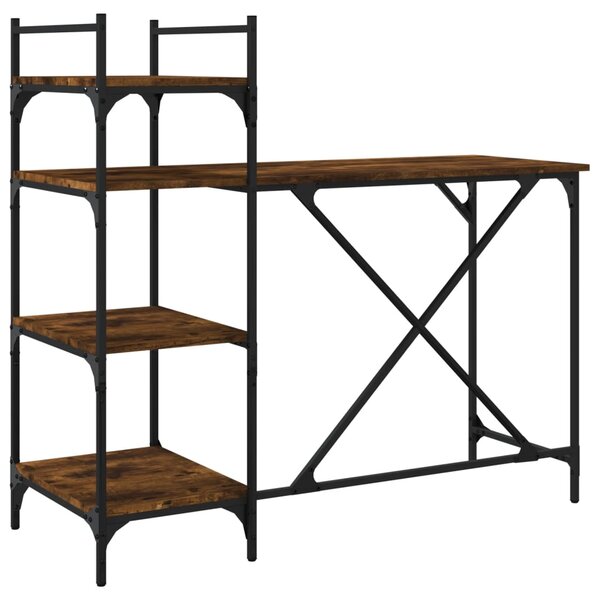vidaXL Bureau d'ordinateur avec étagères chêne fumé 120x47x109 cm