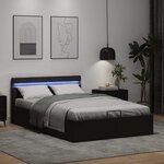 vidaXL Cadre de lit à rangement hydraulique sans matelas avec LED noir