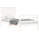 vidaXL Cadre de lit avec tête de lit blanc simple bois massif