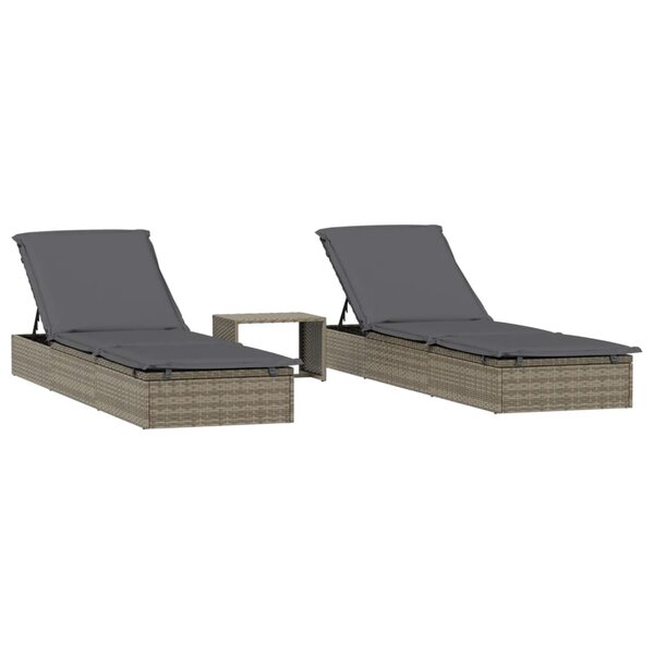 vidaXL Transats 2 Pièces avec table gris résine tressée