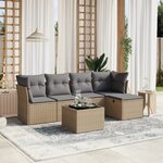 vidaXL Salon de jardin avec coussins 6Pièces mélange beige résine tressée
