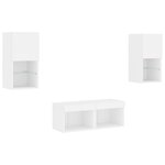 vidaXL Meuble TV muraux 4 Pièces avec lumières LED blanc