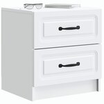 vidaXL Cabinet de chevet avec tiroir 2 Pièces Blanc 43 x 34 5 x 44 5 cm