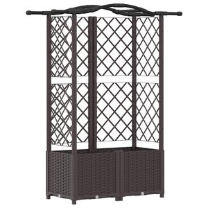 vidaXL Lit Élevé avec Treillis et Toit Marron 122 x 40 x 138 cm PP