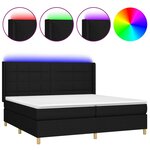 vidaXL Sommier à lattes de lit et matelas et LED Noir 200x200 cm Tissu