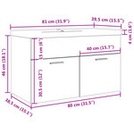 vidaXL Armoire lavabo de salle de bain avec bassin intégré gris béton